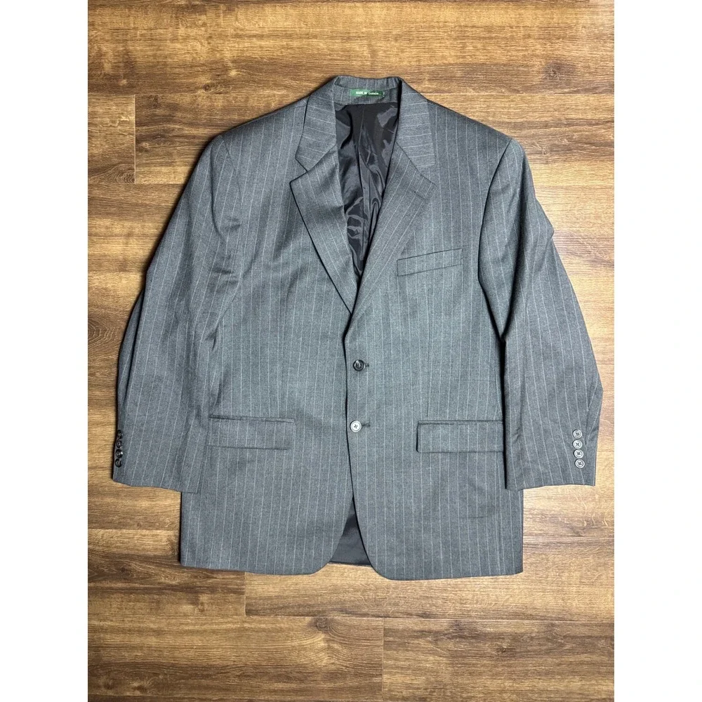 Lauren Ralph Lauren Mens Gray Pinstripe Wool Suit Jacket Blazer 42R Canada